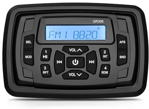 Breeshy Radio Estéreo Marina para, Resistente Al Agua, con Bluetooth, FM, Am, Reproductor de Audio Digital para, Cuatriciclos, UTV, Carritos y Motocicletas