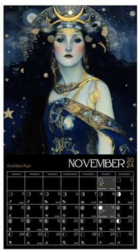 Väggkalender 2024,2024 Månkalender - Astrology 2024 Kalender Väggkonst Gudinna Full Moon Tracker | Hängbara Astrologidekorationer Faser Kalender Säkert Och Dekorativt För Studier Vardagsrum Kontor