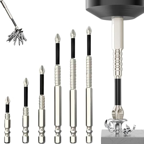 K5 Schlagfester, rutschfester Bit, neuer hochmagnetischer Schraubendreher-Bohrer-Bitsatz, Universal-Bit für Schlagschrauber (Set D: 50 mm-65 mm-75 mm-100 mm-120 mm-150 mm)
