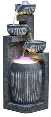FUHAI-666 Fontaine de Jardin Fontaine de Sol Feng Shui Moderne et Minimaliste for Salon, Bureau, éclairage de Luxe, Ornements en Forme de Boule, Circulation d'eau Fontaines Extérieures