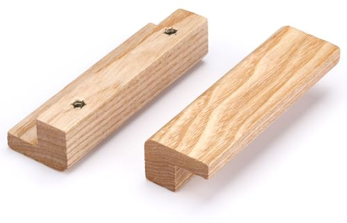SYZOW 6 Stück Schrankgriff Wachsholz Holz Möbelgriff (Eschenholz, 64mm)
