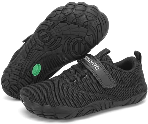 SAGUARO Barefoot Niños Zapatillas de Trail Running Niña Niño Minimalistas Zapatos de Deporte Blanditos Cómodos Calzado Descalzos para Exterior Interior, Negro, 30 EU