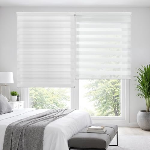 Tende a rullo per interni Giorno Notte avvolgibile Doppio strato Tessuto elegante per porta e finestra. Offrono un'adattabilità alla luminosità STORESDECO Bianco 80 x 250 cm (Larghezza x Altezza)