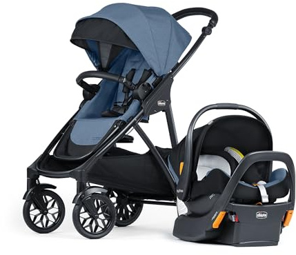 Chicco Corso LE ClearTex Modular Travel System, Corso LE Modular Stroller with KeyFit Max ClearTex Infant Car Seat and Base, Tidal/Blue