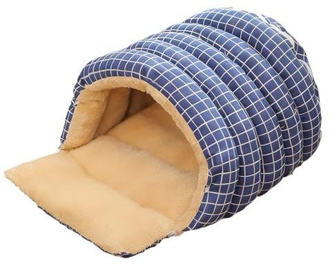 Lit Couvert pour Chat, Confortable, Amovible et Lavable | Double Sens Ouvert Semi-fermé en Forme de dôme pour Chiot, Coin de Jeu, Maison, Hiver, Noël