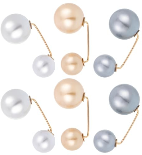 SOLUSTRE 6 Stück Perlen Broschennadeln aus Legierung Sicherheitsnadeln für Kleider Röcke Pullover Kragen Damen Schmuck Clip für Festlichen Look