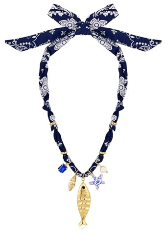 LILIE&WHITE Collier d'été bohème avec pendentif en forme de poisson - Réglable - Cadeau pour femme