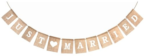 Just Married Girlande Hochzeit Girlande Deko Hochzeit Banner Hochzeitsdeko Vintage Wimpelkette Banner für Heiratsantrag Brautdusche Party Dekoration