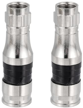 sourcing map 2 conectores de compresión de cable coaxial tipo F, conector macho coaxial RG11 de cobre de 75 ohmios con junta tórica hermética para antenas de TV por cable, routers, módems, TV satélite