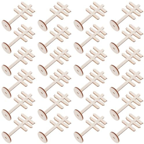 TEHAUX 24pcs Miniature Wooden Garden Fence with Arrow Direction Marker, Small Wood Picket Fence Craft for Succulent Plant and Dollhouse Micro Landscape Decor, Brown Wood with Smooth