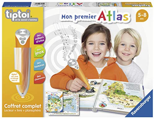 Ravensburger - Tiptoi Interactive Reader Complete Set - My First Atlas Book in French - Educational electronic games - From 5 years old - 00032
