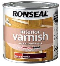 Ronseal 250ml Quick Dry Gloss Interior Varnish - Walnut (Wood, Gloss, 0.66 pounds, 250.0 milliliters, Liquid)