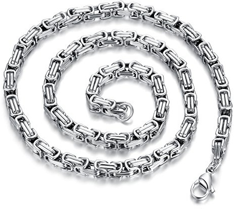 JewelryWe Smycken, herrkedja, rostfritt stål, biker, kungskedja, pansarkedja, halsband, silver, Rostfritt stål, Ingen ädelsten