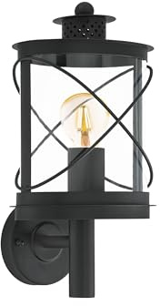 EGLO Außen-Wandlampe Hilburn, 1 flammige Außenleuchte, Wandleuchte aus verzinktem Stahl und Kunststoff, Farbe: Schwarz, Fassung: E27, IP44