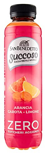 San Benedetto, Succoso Zero alla Arancia, Carota e Limone, 400 ml Bevanda Leggera e Dissetante in Acqua Minerale Naturale, Senza Zuccheri, Conservanti Coloranti e Glutine