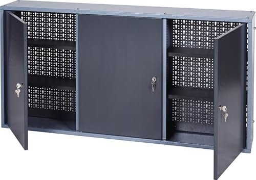Verktygsskåp B 1 200 x D 190 x H 600 mm m. 3 dörrar 4 hålback. inkl. 4 hyllor