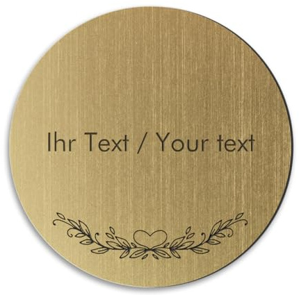 Rundes Türschild in Messing-Optik mit personalisierter Gravur - Ø 150 mm, gold-metallic/schwarze - Klingelschild, Namensschild mit eigenem Text