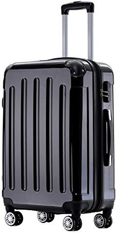 BEIBYE Zwillingsrollen 2048 Hartschale Trolley Koffer Reisekoffer in M-L-XL-Set in 15 Farben (Schwarz, L)