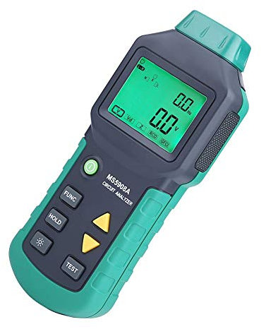 Oumefar AC spannungsprüfer 100-240V Wechselspannung Messen LCD-Schaltungsanalysator Steckdosen spannungs prüfer mit Spannungs-FI-Schutzschalter LCD Circuit Analyzer (EU-Stecker)(MS5908C)