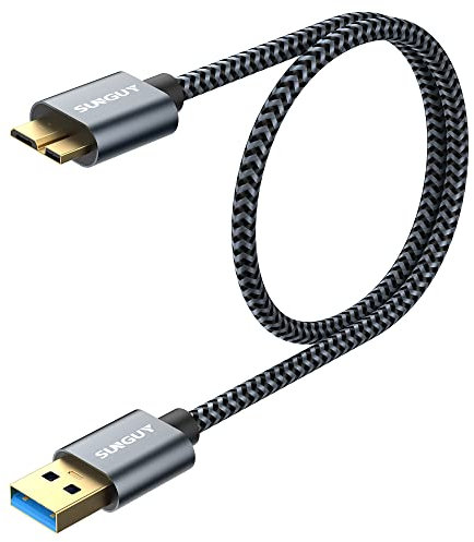 SUNGUY Micro USB 3.0 Kabel 0.5M, USB A Stecker auf Micro B Stecker Festplattenkabel Draht 5 Gbit/s für Seagate,Toshiba Canvio,Western Digital(WD),My Passport und Elements,Galaxy S5,Note 3