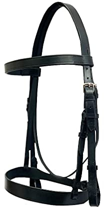 Astile Equestrian Leather Hunter Bridle 1 Inch Noseband With Free Leather Reins (FULL, BLACK)