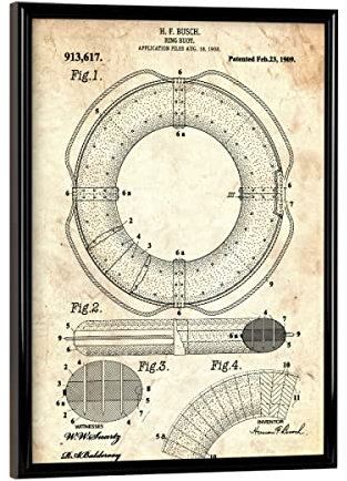 artboxONE Poster mit schwarzem Rahmen 18x13 cm Reise Rettungsring Patent (Antik) - Bild patent Boot Marine