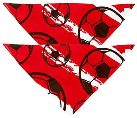 Hunde-Halstuch, Fußball, rot, für Mädchen, Jungen, Halstuch, waschbar, Zubehör für kleine, mittelgroße und große Hunde, Welpen, Katzen, Haustier, 2 Stück