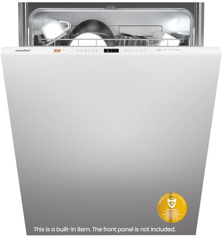 COMFEE' KWH-BD1215P-W Fully Integrated Dishwasher with 12 Place Settings, Cloud Wash, Extra Drying, Built-in Dishwasher with Delay Start, Quick Wash - White