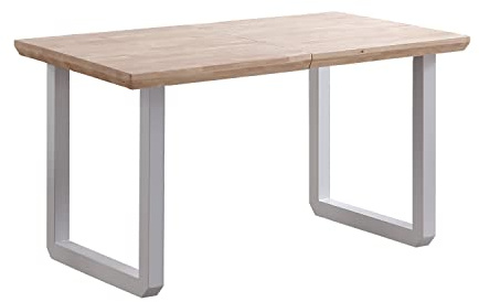 Adec Group Roma, Mesa de Comedor Extensible, Mesa 2 Tramos, Acabado en Roble y Blanco, Medidas: 140-180 – 220 cm (Largo) x 80 cm (Ancho) x 77 cm (Alto)