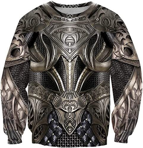 ALPTEC Felpe con cappuccio vichingo Pullover Tatuaggi pirata Cavaliere Maglione con stampa 3D Maglione oversize guerriero allentato norvegese Cappotto autunnale (Color : Sweatshirt, Size : XL)