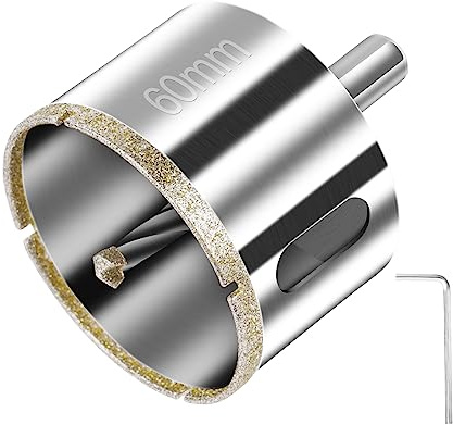 flintronic 60 mm diamantcirkelsåg, diamantborr med central styrspets, borrspets för hålsåg med diamantbeläggning, för skärning av glas/kakel/marmor