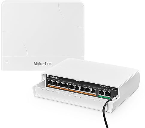 MokerLink 11 Port Outdoor PoE Switch mit 9 Port PoE+, 2 Ethernet UpLink, 10/100Mbps, 120W 802.3af/at PoE, wetterfester lüfterloser Plug & Play Netzwerk Switch