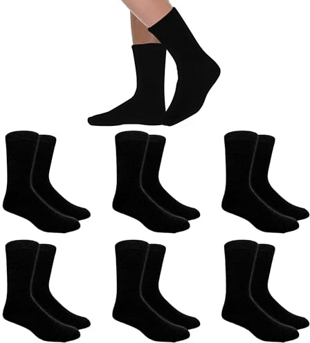 POPYS® Calcetines invierno de Algodón con interior de Felpa | Calcetines invierno Mujer y Hombre | Calcetines térmicos Unisex (FR/ES, Números, 35, 40, Regular, Regular, 6, Negro)