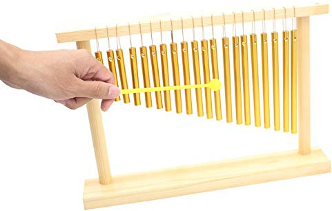 Fockety 20-Noten-Glockenspiel, Tisch-Bar-Gong-Windspiel, Einreihiges 20-Stäbe-Musik-Percussion-Glockenspiel-Instrument mit Holzständer, Kupfer-Windglocke für Ornament-Klassenzimmer,