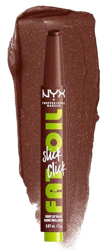 NYX Professional Makeup Fat Oil Slick Click, Bálsamo Labial Brillante Hidratante, Para unos Labios Heavys, 12h de Hidratación, Con Aceites de Aguacate, Frambuesa y Mora, Tono: Trending Topic, 2 g