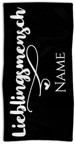 Print Royal PR Handtuch personalisiert mit Wunschname - Personalisiertes Handtuch - Lieblingsmensch - Persönliches Namensgeschenk für Familie und Freunde | 100 x 50 cm, schwarz
