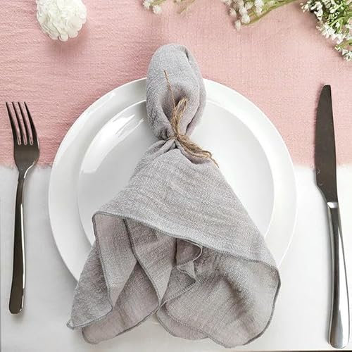 THAYLA Set mit 12 42 x 42 cm dunkelblauen Stoffservietten zum Nähen, Baumwollservietten, Gaze-Stoffservietten, weiche Baumwoll-Leinen-Mischservietten für Hochzeiten
