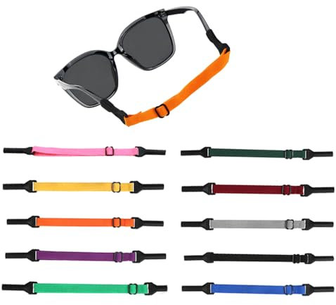 RHQFDM 10 Pcs Adjustable Resilient Glasses Strap,Non-Slip Eyeglasses Strap for Sports,No Tail Glasses Straps,Elastic Band for Fixing Glasses for Children and Adults When Swimming or Jogging