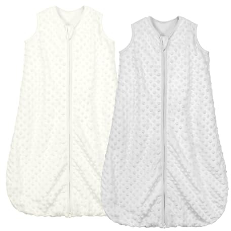 Mosebears Baby Sleeping Bag 1.5 Tog 2 pack All Year Round Baby Sleeping Bag with Soybean Fiber Cotton Sleeping Sack Various Sizes Autumn Winter Sleeping Blanket (Gray&White,M)