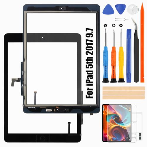 Atwist Écran Tactile Numériseur pour iPad 9.7 2017 5ème Génération A1822 A1823 - pour iPad5 Écran Tactile Remplacement Verre avec Home Button Noir (Pas LCD)