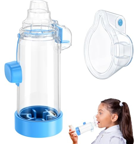 vuekypna Spacer for Inhaler - Available in Child and Adult Sizes, Comes with Mask, Medical-Grade, Multi-Color Options, Ideal for Home, School, and Travel Use – Nessi OTC Spacer (Blue Children)