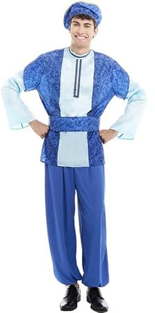 Partilandia Disfraz de Paje Rey Melchor azul con gorro para hombre (Talla L)