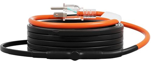VEVOR Self-Regulating Pipe Heating Cable, 15FT 5W/FT Heat Tape for Pipes Freeze Protection, Water Pipe Heat Cable with Built-in Thermostat Protects PVC Hose, Metal and Plastic Pipe from Freezing