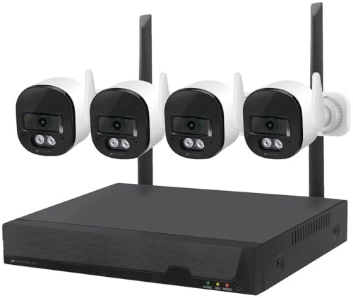 VisorTech Video Überwachung: Plug-&-Play-Überwachungssystem mit 4 Kameras & WLAN 6, hohe Reichweite (Kamera Überwachung, mit Recorder, IP)