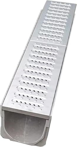 HynJGih Systèmes de Drainage extérieurs, Kits de Drainage de gouttières d'allée, couvercles de grilles à rainure en U, grilles de gouttière(100x15x20cm)