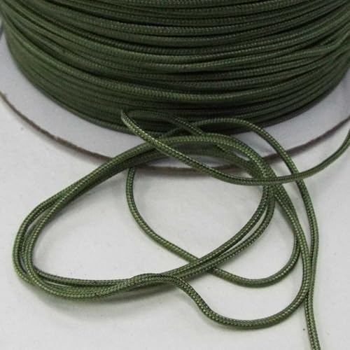 2mm Cord Blind Braided 201D, 504 Dark Olive Green, 5 Metres