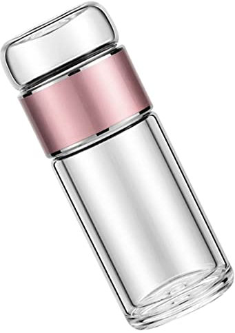 TOPPERFUN Botella De Vidrio Portátil Con Infusor De Té y Tapa Resistente Altas Temperaturas Diseño Transparente Ligero Para Infusiones Viaje y Uso Diario