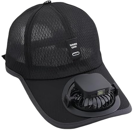 Unisex Baseball Cap with Built-in Fan, Breathable Mesh Sun Protection Peaked Cap, Solar Powered/USB Charging Fan Hat, Adjustable Lightweight Outdoor Beach Sports Visor Cap