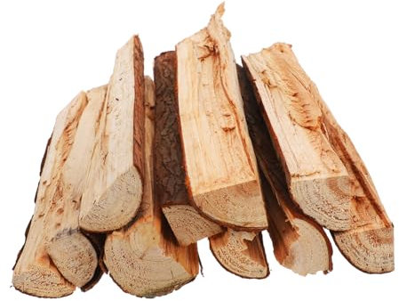 ULTECHNOVO Troncos Decorativos para Chimenea Interior, 10 Piezas De Leña Auténtica Hendida, Madera Natural, Ambiente Cálido para Hogar y Fiestas, Decoración Rústica para Sala