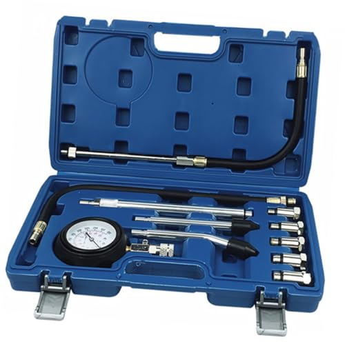 Cabilock Kit de Comprobación de Compresión Manómetro de Cilindro 0-300 Psi para Motor Gasolina Adaptadores Roscados para Diagnóstico Automotriz